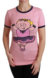 Année de Crewneck rose du t-shirt Pig