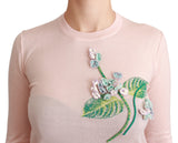 Seidenmischung floral gestickter Pullover