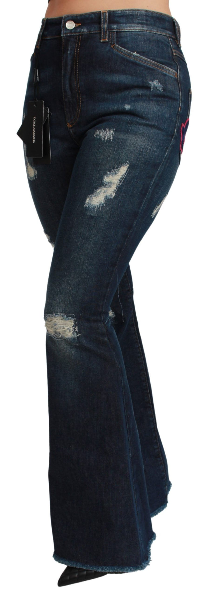 Chic High Taille Flare Denim Queen broderie