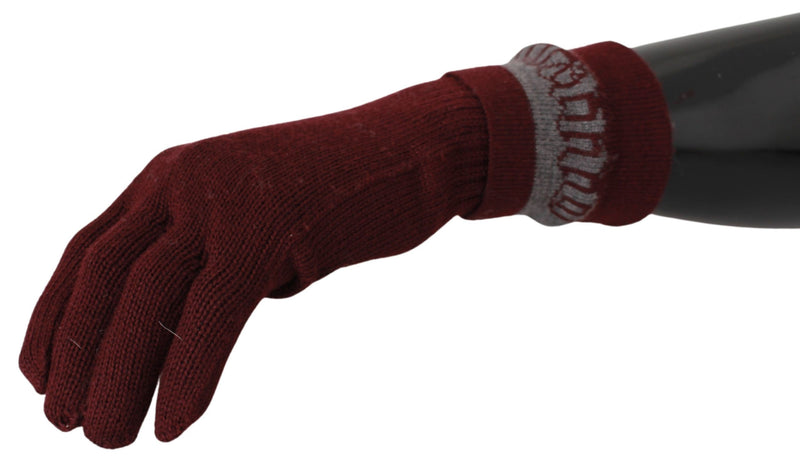 Maroon Woll-Blend-Designerhandschuhe