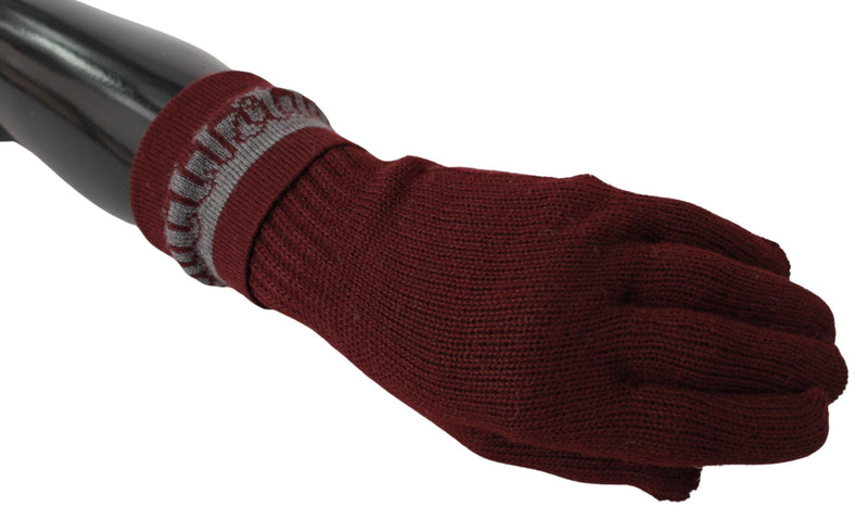 Maroon Woll-Blend-Designerhandschuhe