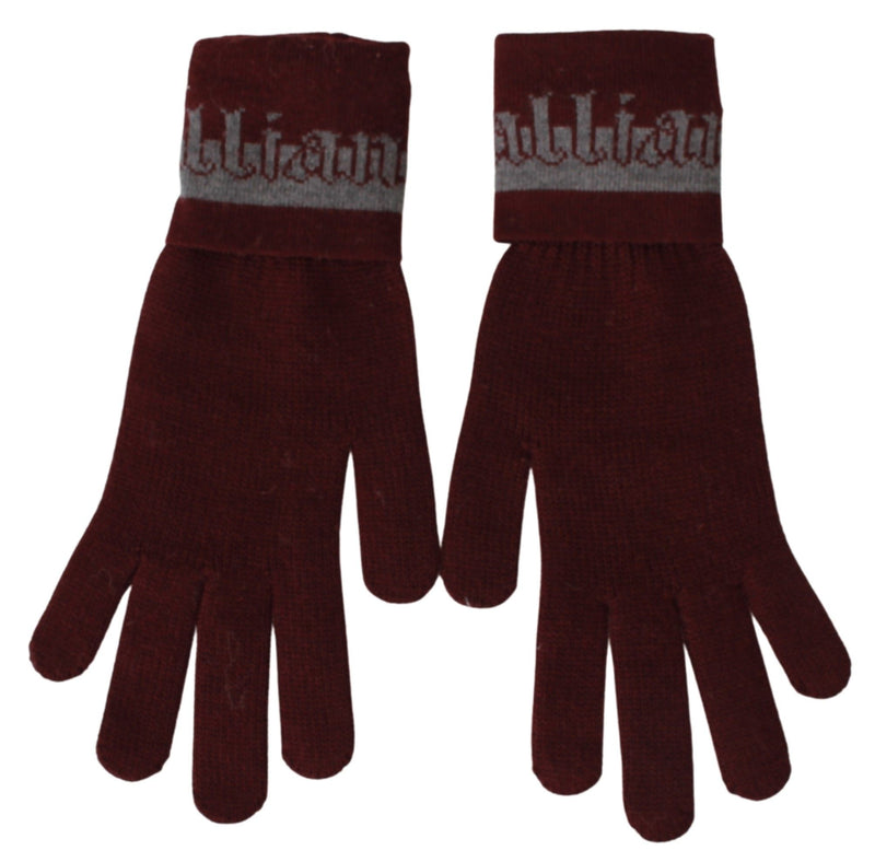 Maroon Woll-Blend-Designerhandschuhe