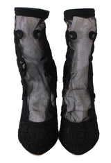 Botines de calcetines de aguja floral bordados