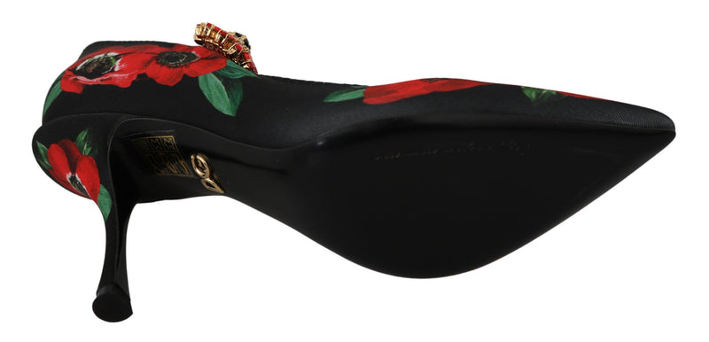 Floral Mary Janes pumpt mit Kristalldetails