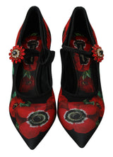 Floral Mary Janes pumpt mit Kristalldetails