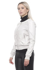 Jacket en faux cuir perforé beige chic