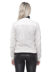 Chic beige perforierte künstliche Lederjacke