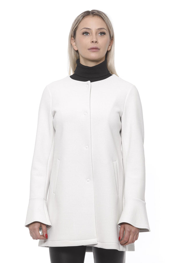 Elegante cappotto da donna in neoprene bianco