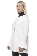 Elegante abrigo de mujer neopreno blanca