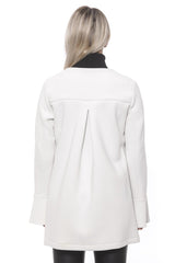 Elegante cappotto da donna in neoprene bianco