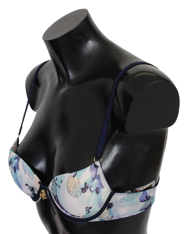 Elegante reggiseno push-up in stampa blu