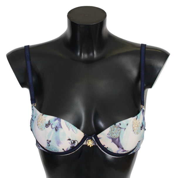 Elegante reggiseno push-up in stampa blu