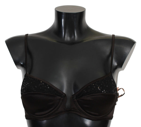 Reggiseno di balconette marrone con paillettes