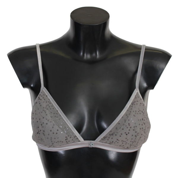 Sequined Gray Triangolo Bra Luxury εσώρουχα