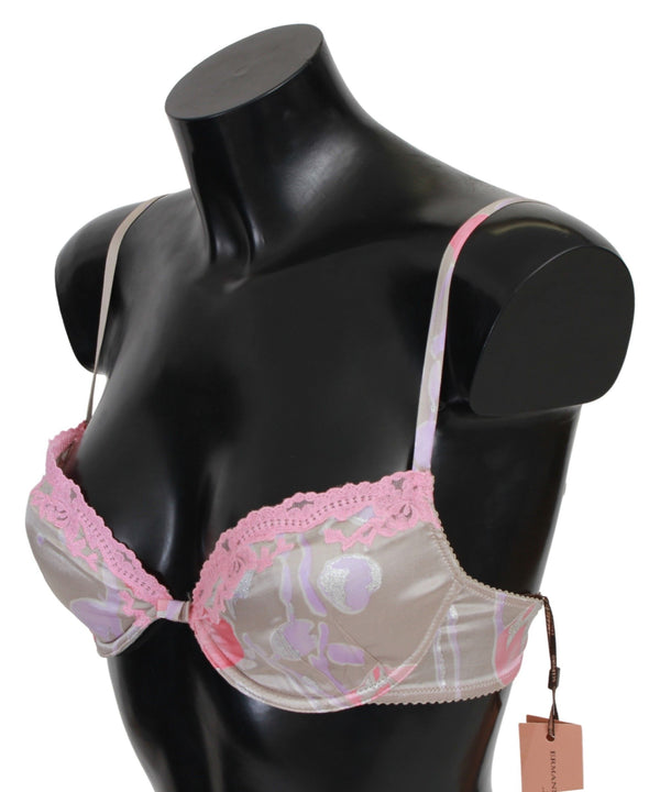 Bra push up in seta in pizzo rosa chic