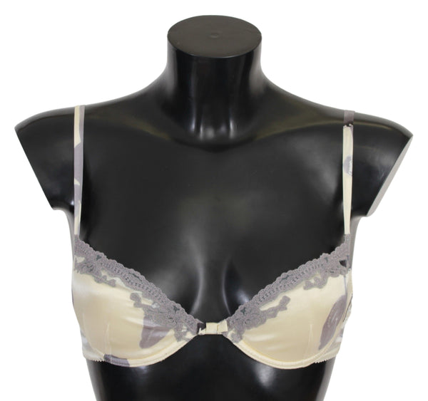 Silk Blend Push-Up Bra en beige et gris