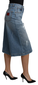 Elegante Weitbein -Denimhose geschnittene Hose