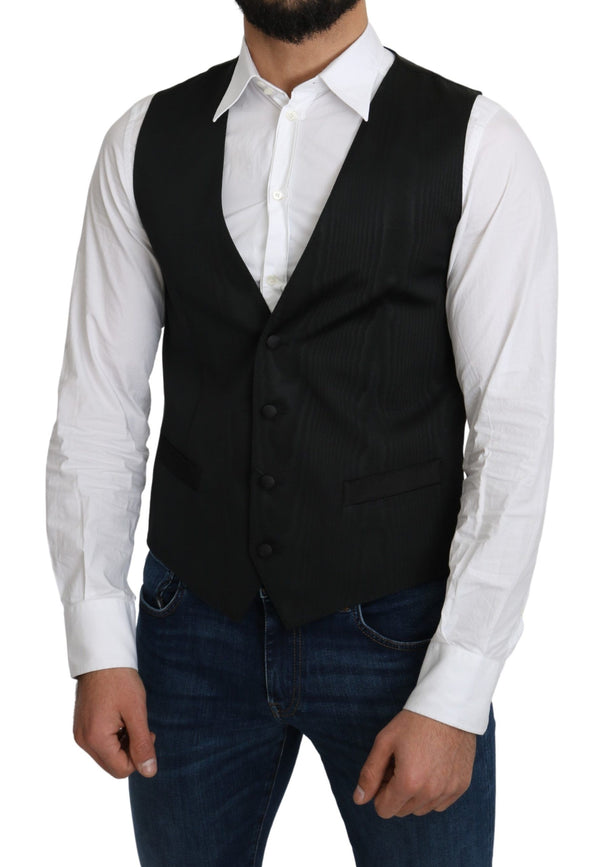 Elegante chaleco gris formal de seda