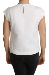 Blusa di miscela di cotone bianco elegante