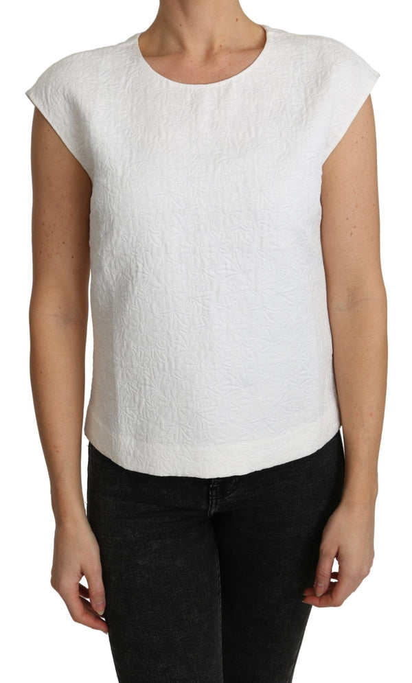 Blusa di miscela di cotone bianco elegante