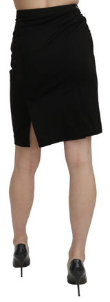 Chic High Waist Black Linen Feart