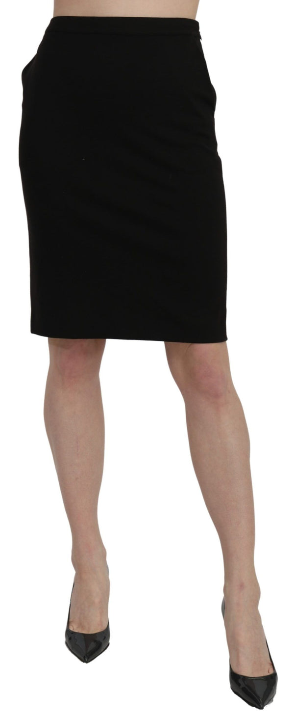 Chic High Waist Black Linen Feart