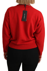 Radiant Red Cartoon Motiv Cashmere Pullover