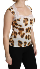 Top de blusa de lencería de leopardo elegante