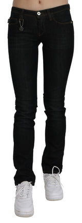 Jeans di denim chic black mid -waist slim fit