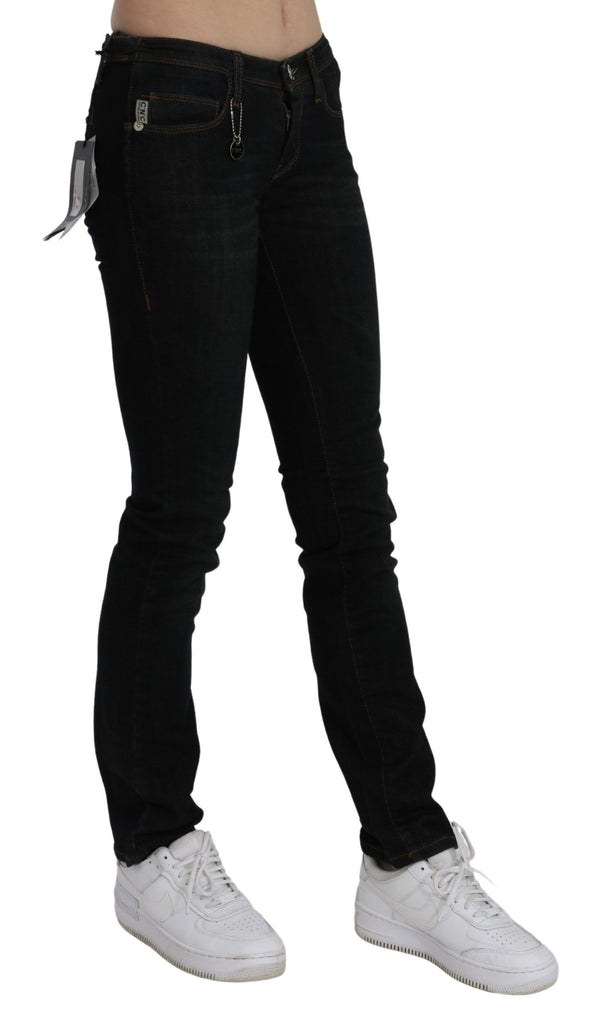 Jeans di denim chic black mid -waist slim fit