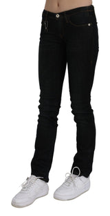 Jeans di denim chic black mid -waist slim fit