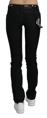 Chic Black Mid Taille Slim Fit Jeans Jeans