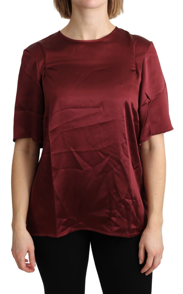 Elegante blusa de seda burdeos