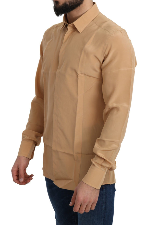 Chemise formelle des hommes en soie jaune élégante