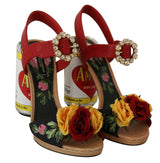 Sandales embellies en cristal floral multicolore