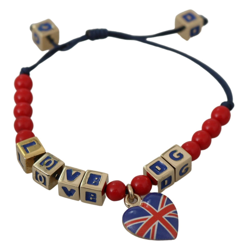 Pulsera de mezcla de algodón de vidrio rojo azul elegante