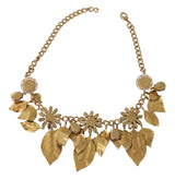 Elegant Crystal Charms Feuilles Pendre Collier