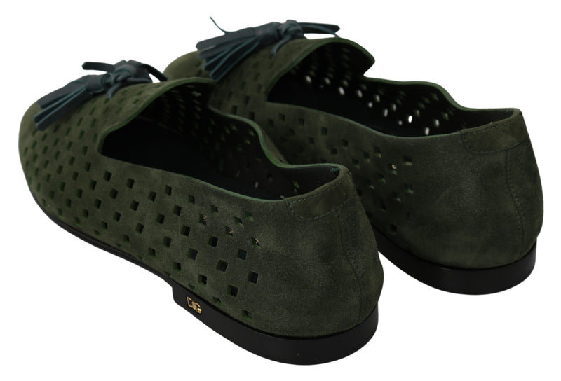 Elegantes mocasines de gamuza verde para hombres