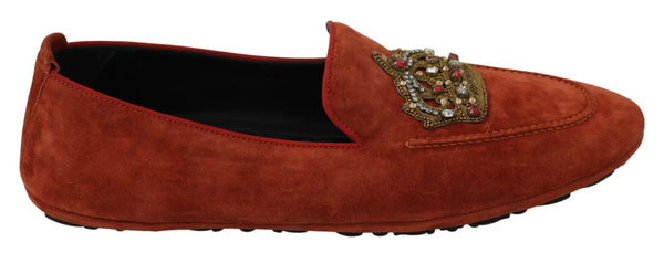 Eleganti pantofole di moccasina in pelle arancione