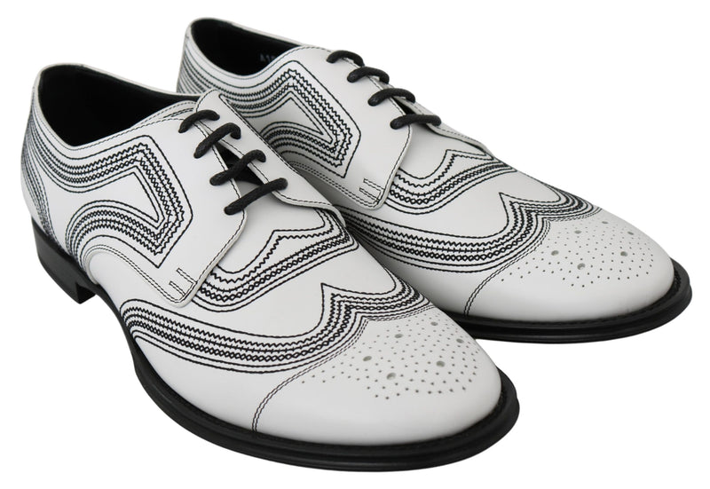 Elegantes zapatos Derby de cuero blanco