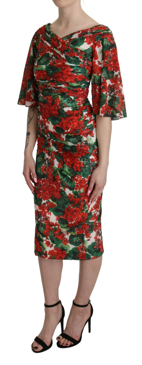 Robe de gaine midi florale enchanteresse