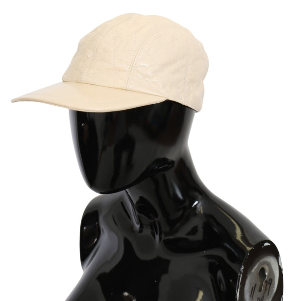 Elegante gorra de béisbol de cuero de piel de cordero blanco