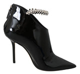 Elegante schwarze Patentstiefel mit Heeled -Stiefeln