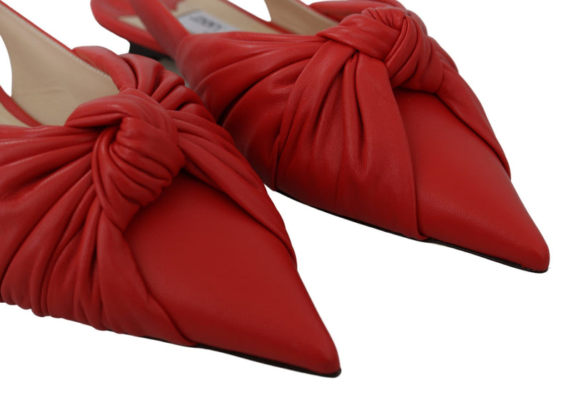 Chic Red Speced Toe Leder Flats