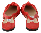 Chic Red Pointed Tee Leather Flats