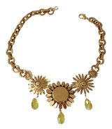 Elegante collana di dichiarazione di cristallo floreale in oro