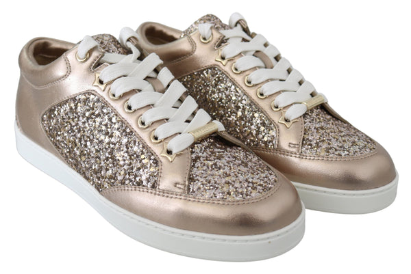 Sneaker in pelle glitter rosa da balletto