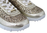 Antike goldene Glitzer -Leder -Turnschuhe