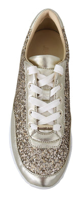 Sneaker in pelle glitter in oro antichi