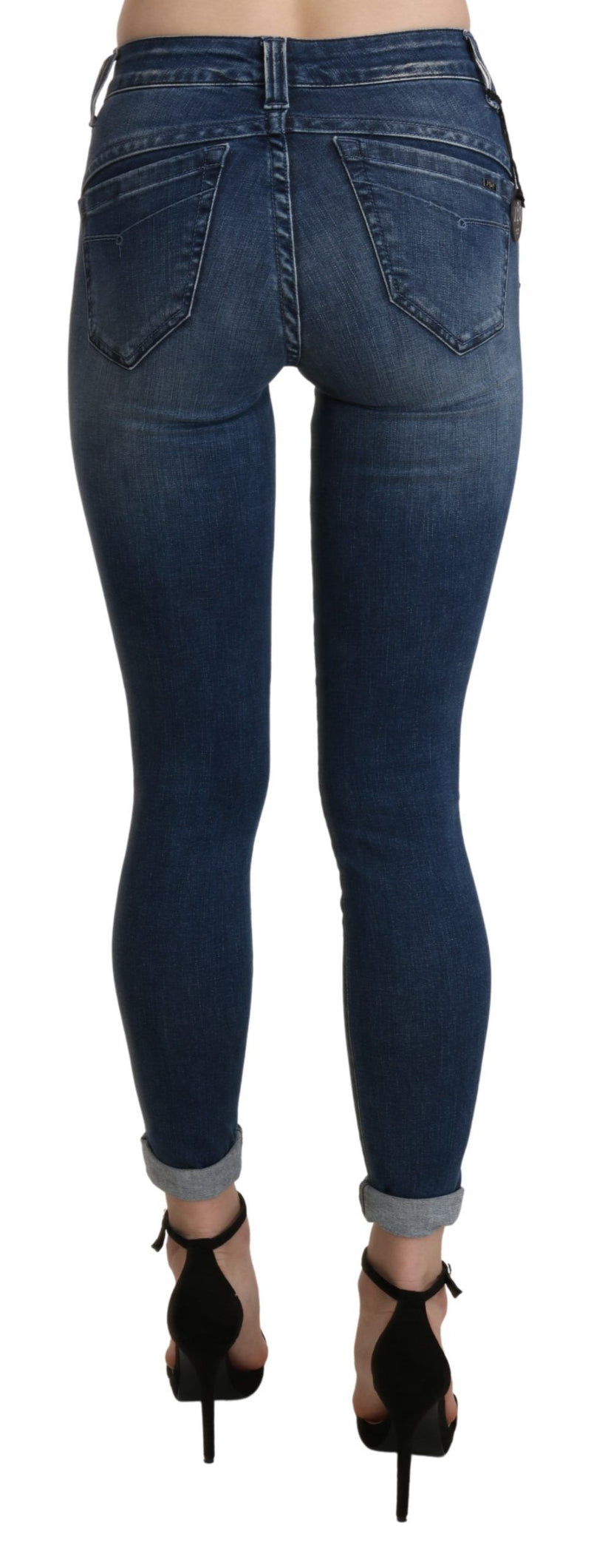 Jean recadré de taille bleue chic